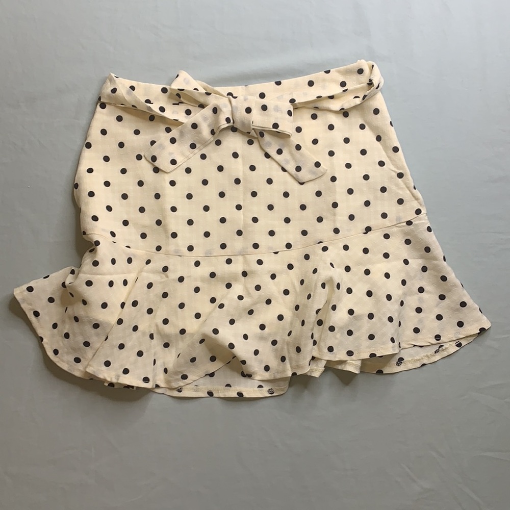 FASHION NOVA Cream Polka Dot Skirt